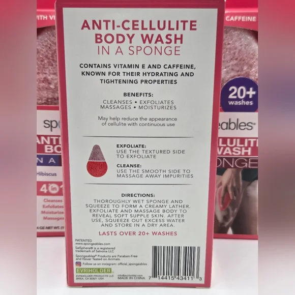 6 Pack Spongeables Anti-Cellulite Body Wash In a Sponge - Picture 3 of 4